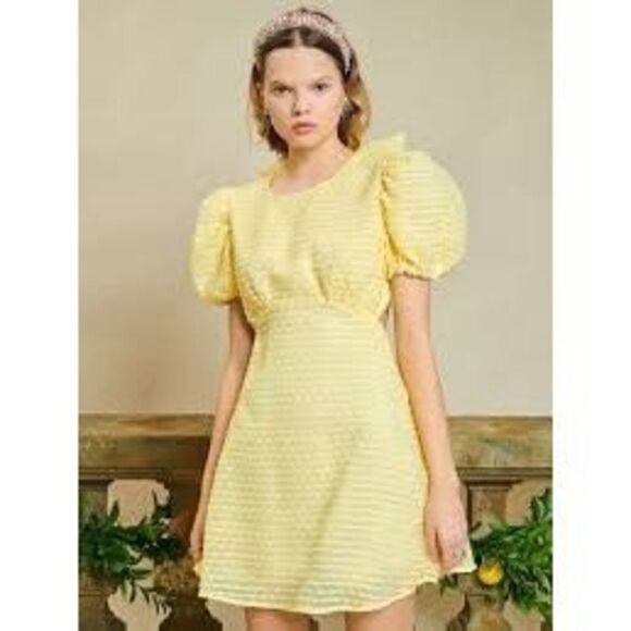 DREAM Sister Jane Sherbet Bow Mini Dress in Yellow size small - Picture 3 of 8